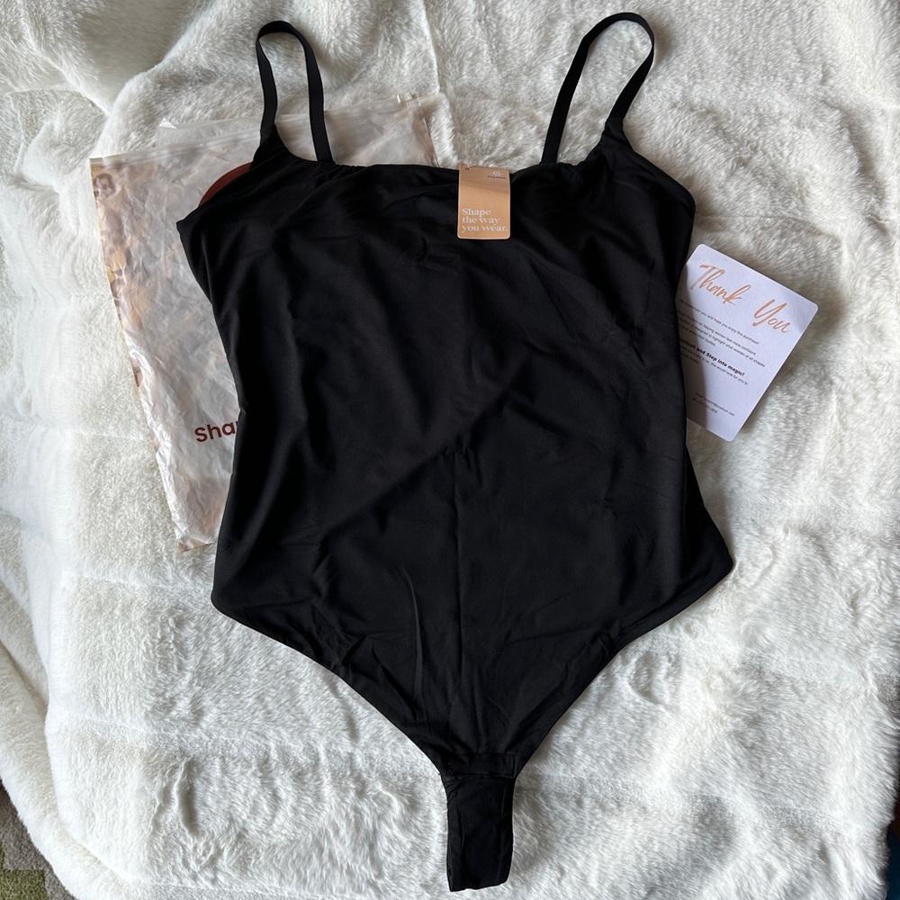 NWT Popilush Shapewear Camisole Thong Bodysuit, Tummy Control (Size XL) Black
